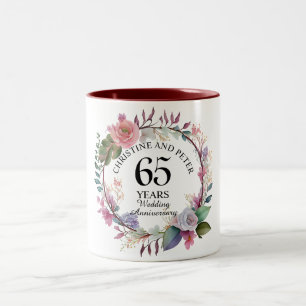 Taza Bicolor Elegante aniversario de bodas floral (65)