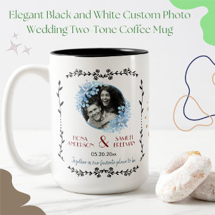 Taza Bicolor Elegante Boda de fotografía Personalizado blanco y