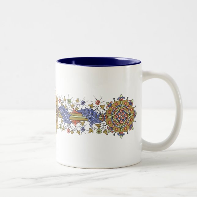 Taza Bicolor Elegante café geométrico de arte antiguo (Derecha)