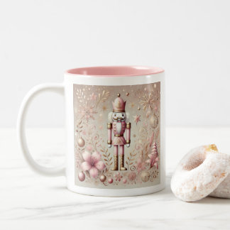 Taza Bicolor Elegante Caprichoso Rosa y Dorado Pastel Cascanuec