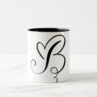 TAZA BICOLOR ELEGANTE CARTA "B" EN COLOR MONOGRAM NEGRO