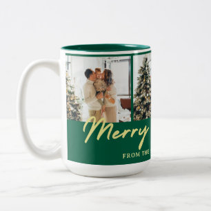 Taza Bicolor Elegante Chic Navidad Multi Foto Familia Feliz Nav