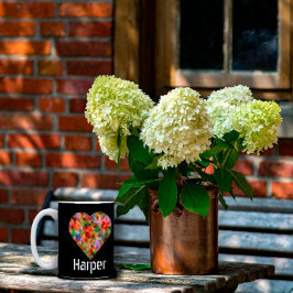 Taza Bicolor Elegante color corazón negro de dos tonos café taf