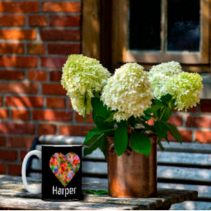 Taza Bicolor Elegante color corazón negro de dos tonos café taf