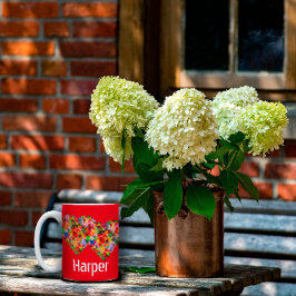Taza Bicolor Elegante corazón rojo café de dos tonos