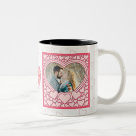 Taza Bicolor Elegante corazón rosa Feliz Día de San Valentín el