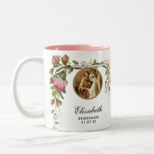 Taza Bicolor Elegante Ducha de Damas de Honor de Boda Rosas