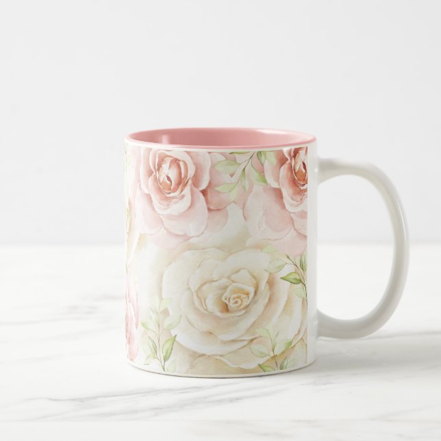 Taza Bicolor Elegante floral rosa Rubor (Derecha)