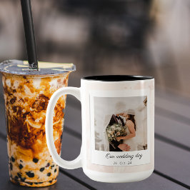 Taza Bicolor Elegante foto Boda personalizada