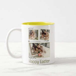 Taza Bicolor Elegante foto de la familia Eggs de Pascua