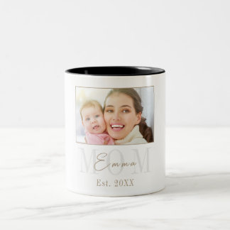 Taza Bicolor Elegante fotografía moderna de nueva mamá año de e
