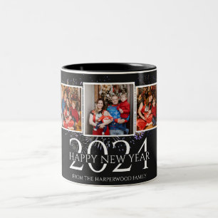 Taza Bicolor Elegante Fuego Moderno Feliz Año Nuevo Tres Foto