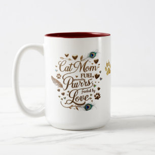 Taza Bicolor Elegante Gato Mamá Mug - Purgas, amor y oro