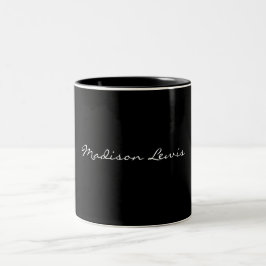 Taza Bicolor Elegante guión simple caligrafía de nombre negro