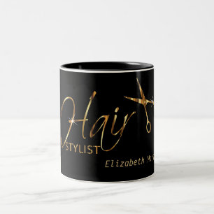 Taza Bicolor Elegante Hair Stylist - Oro y Negro