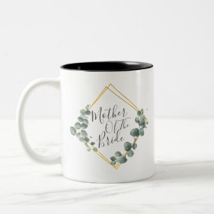 Taza Bicolor Elegante Madre de la Novia Acuarela Eucalipto