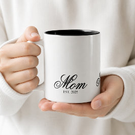 Taza Bicolor Elegante Mamá Establecido Año Letra Negra