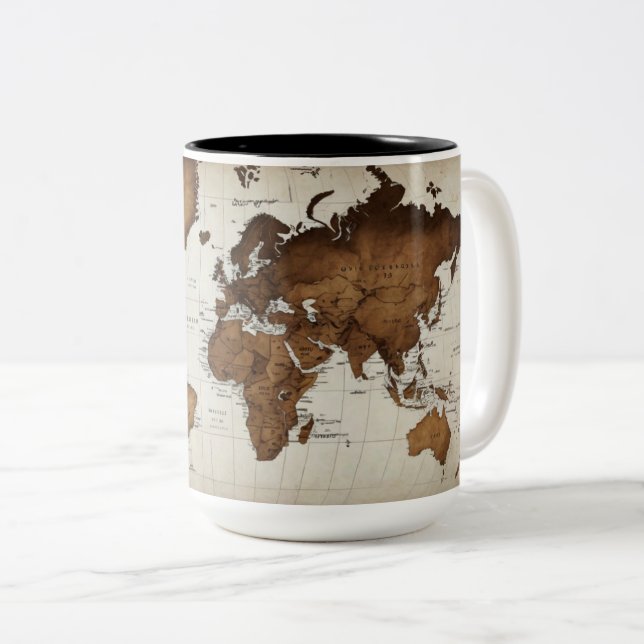 Taza Bicolor Elegante mapa mundial de mapas (Anverso derecho)