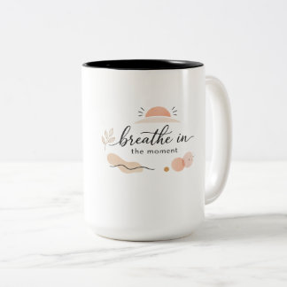 Taza Bicolor Elegante Minimalista Café "Respira en el Momento"