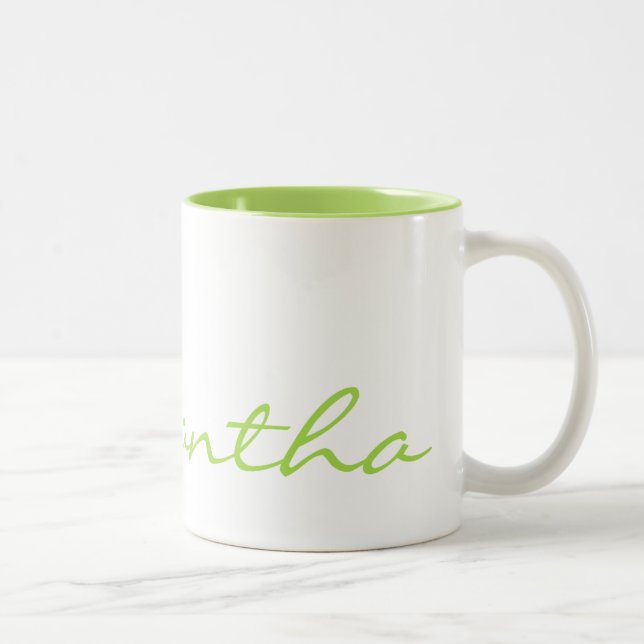 Taza Bicolor elegante moda moderna moda monograma verde (Derecha)