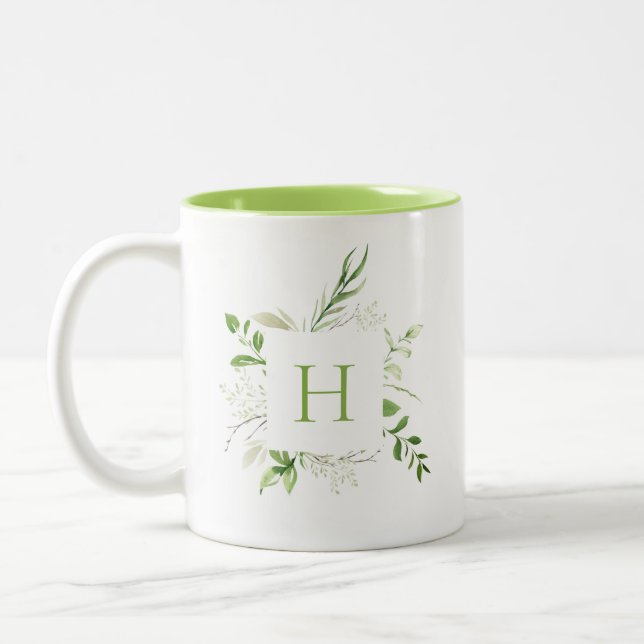 Taza Bicolor Elegante Monograma Botánico Salvaje (Izquierda)