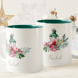 Taza Bicolor Elegante Navidades acuáticos de copos de nieve de