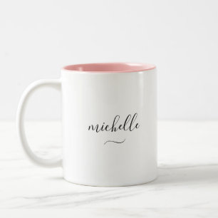 Taza Bicolor Elegante nombre con monograma de guión con floritu