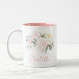 Taza Bicolor Elegante nombre de acuarela floral