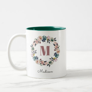 Taza Bicolor Elegante nombre de monograma personalizado para da