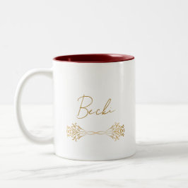 Taza Bicolor Elegante Nombre Personalizado Original Feliz Navid