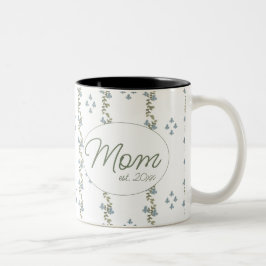 Taza Bicolor Elegante Personalizado "Mamá, est. 20xx" Simple Fl