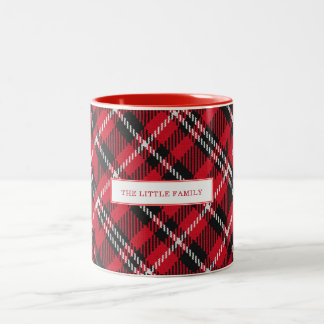Taza Bicolor Elegante Plaid Navideño Personalizado Colorido