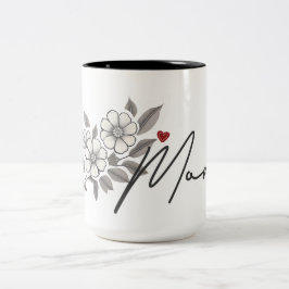 Taza Bicolor Elegante regalo de mamá Floral gris Mug