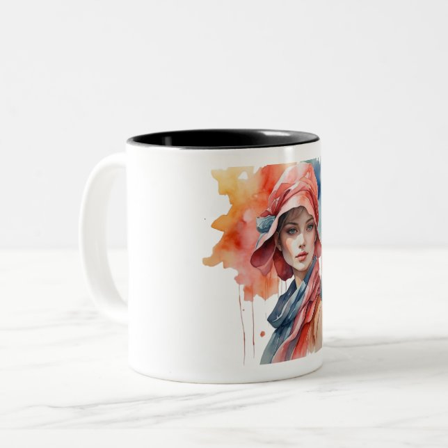 Taza Bicolor Elegante retrato acuático (Anverso izquierdo)