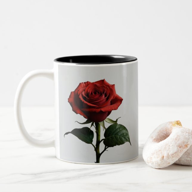 Taza Bicolor Elegante Rosa Crimson (Con donut)