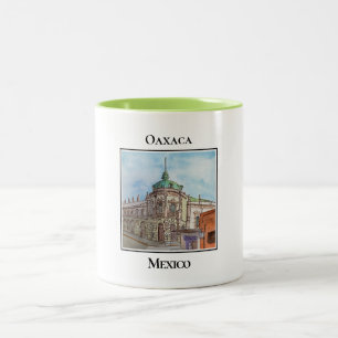 Taza Bicolor Elegante Teatro Macedonio Alcala en Oaxaca