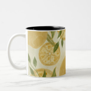 Taza Bicolor Elegante vegetación botánica de limón
