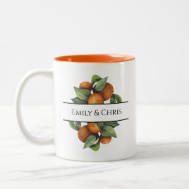 Taza Bicolor Elegante vegetación de cítricos botánicos