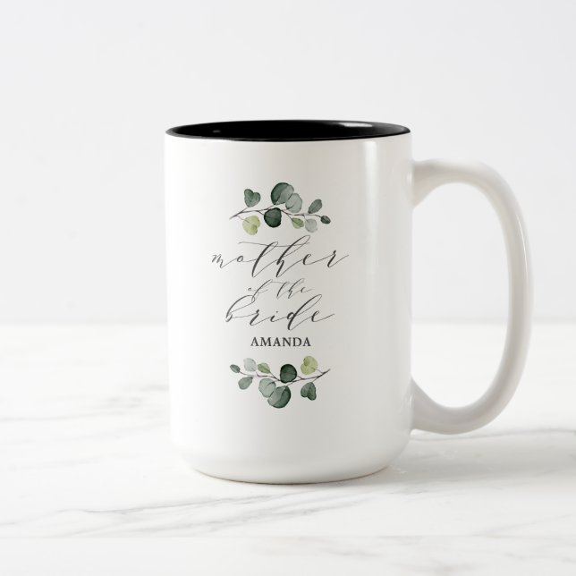 Taza Bicolor Elegante Verde Eucalipto Madre de la Novia (Derecha)