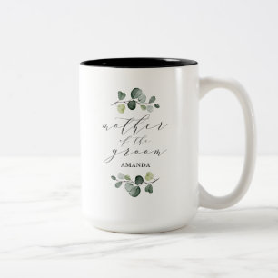 Taza Bicolor Elegante Verde Eucalipto Madre del Novio