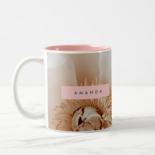 Taza Bicolor Elegante y personalizado arte floral peony de Rubo