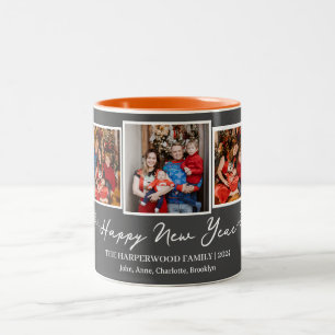 Taza Bicolor Elegante y simple foto de Año Nuevo Feliz Año Nuev