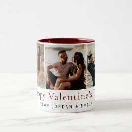 Taza Bicolor Elegantes Corazones Rojos Feliz Día de San Valentí