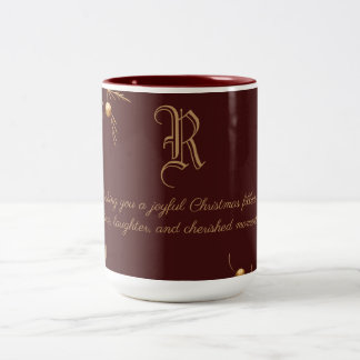 Taza Bicolor Elegantes Navidades de la familia Monograma Mug co