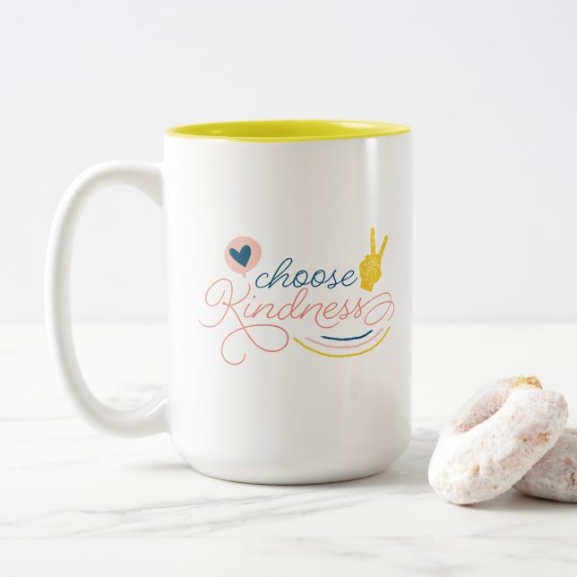 Taza Bicolor Elegir la mugre de bondad (Con donut)