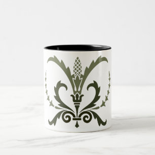 Taza Bicolor Elemento decorativo griego antiguo y verde