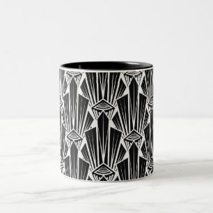 Taza Bicolor Elementos geométricos abstractos art déco oscuros 