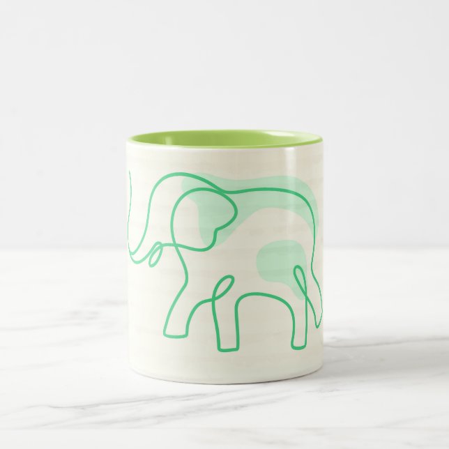 Taza Bicolor Elephant Collage Line Art Coffee Mug (Centro)