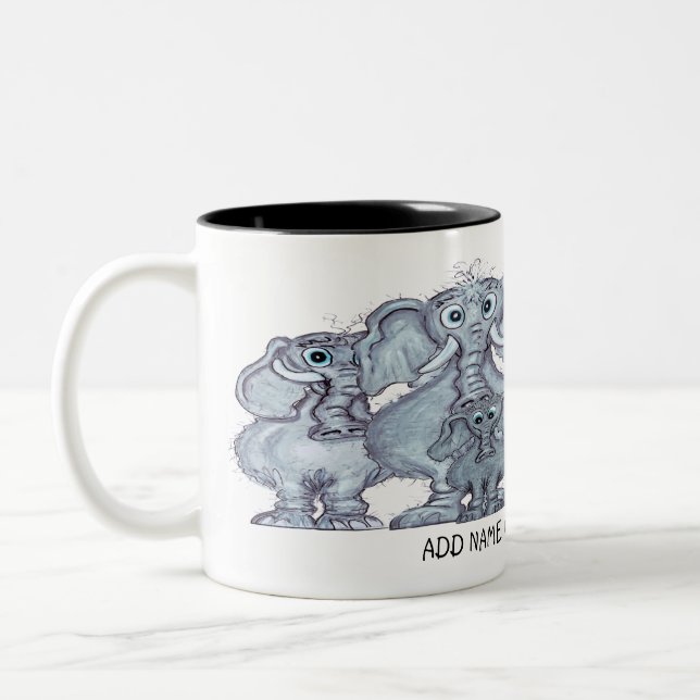 Taza Bicolor Elephant family cartoon (Izquierda)