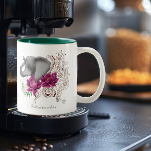 Taza Bicolor Elephant Henna Lotus Flowers